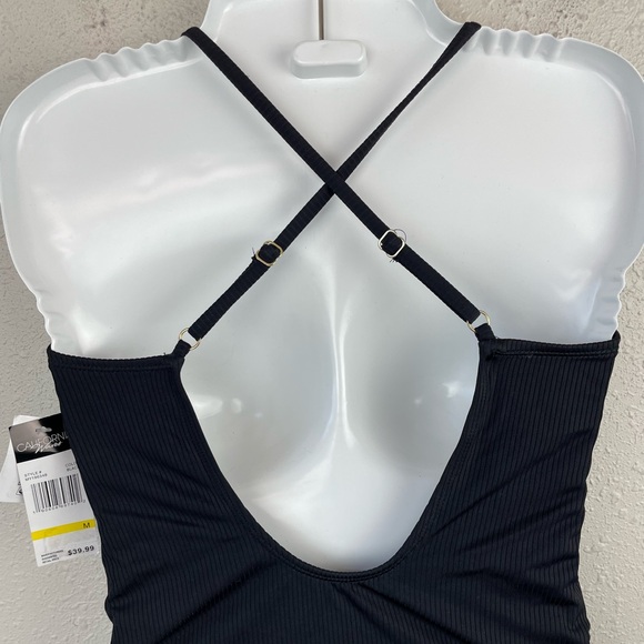 NWT California Waves Black One Piece Swim Suit Size M - Picture 4 of 6